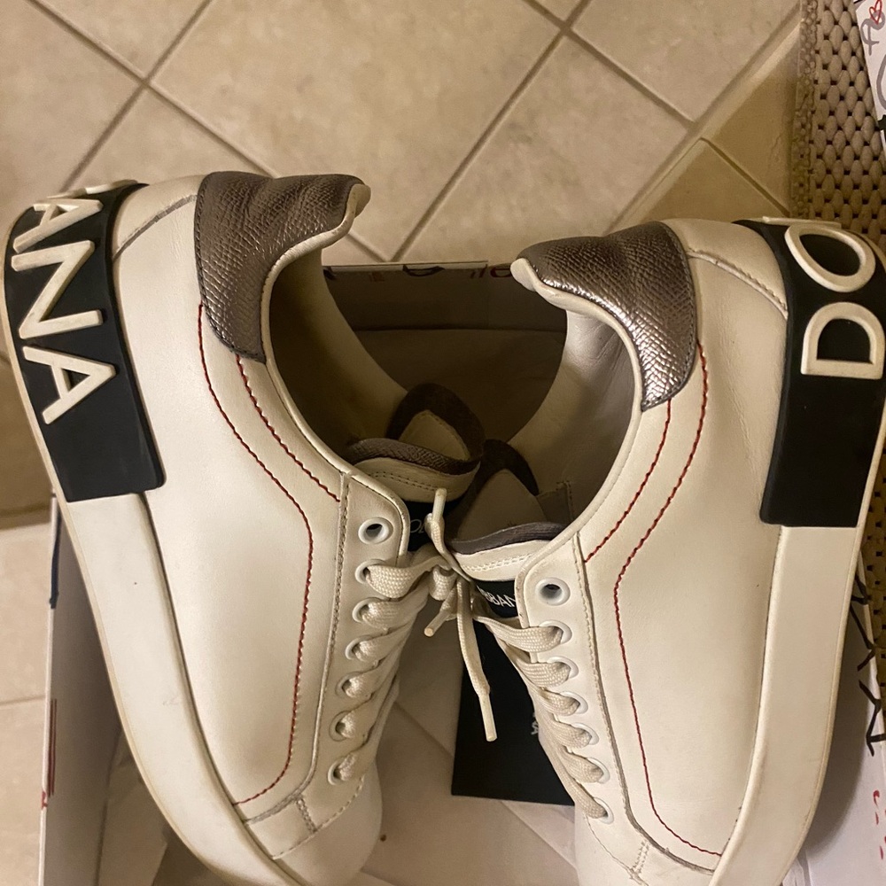 Dolce & Gabbana White and Silver Sneakers